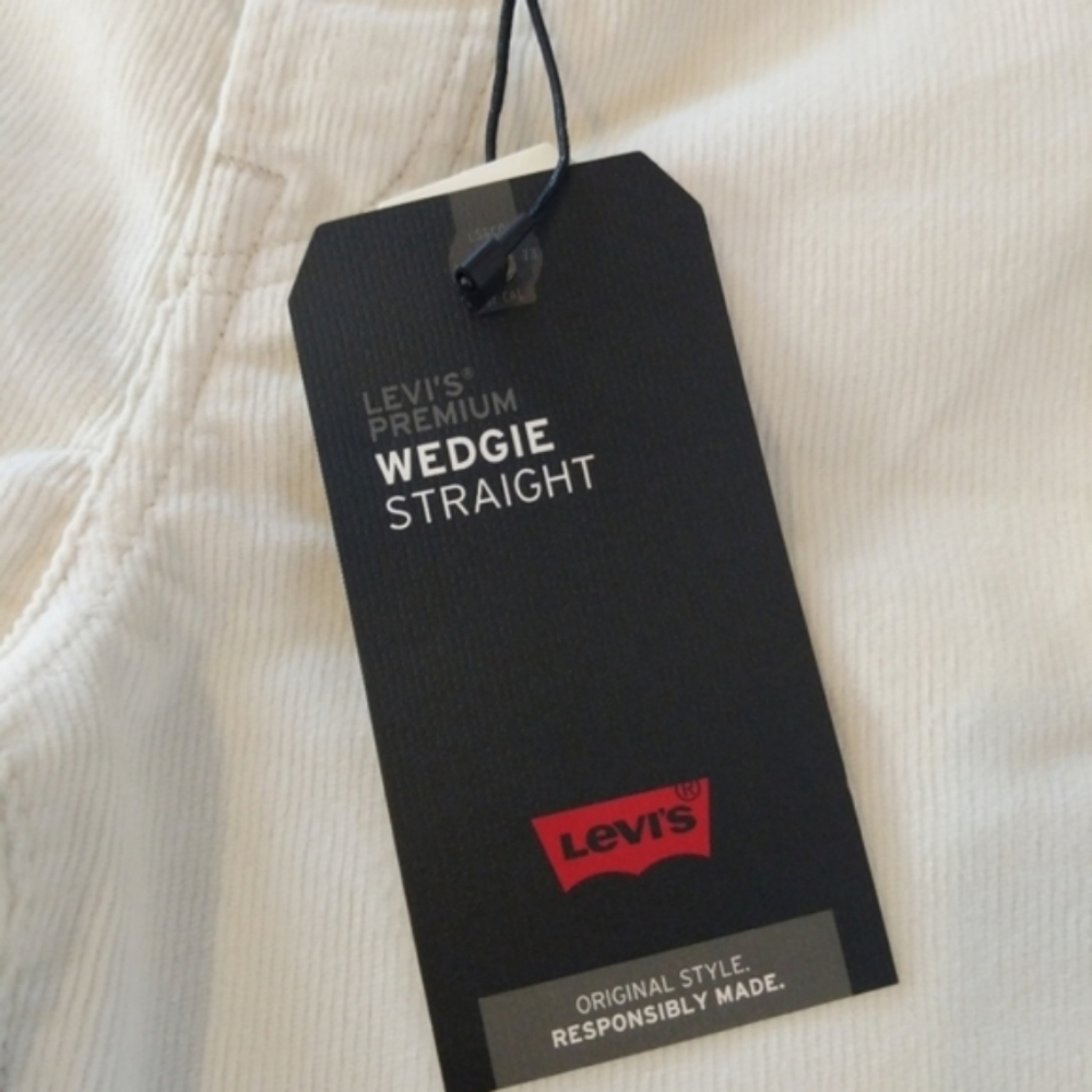 Levi's Wedgie Fit Straight Leg Corduroy Cord High Rise Waisted Jean Pants Tofu - Picture 4 of 11